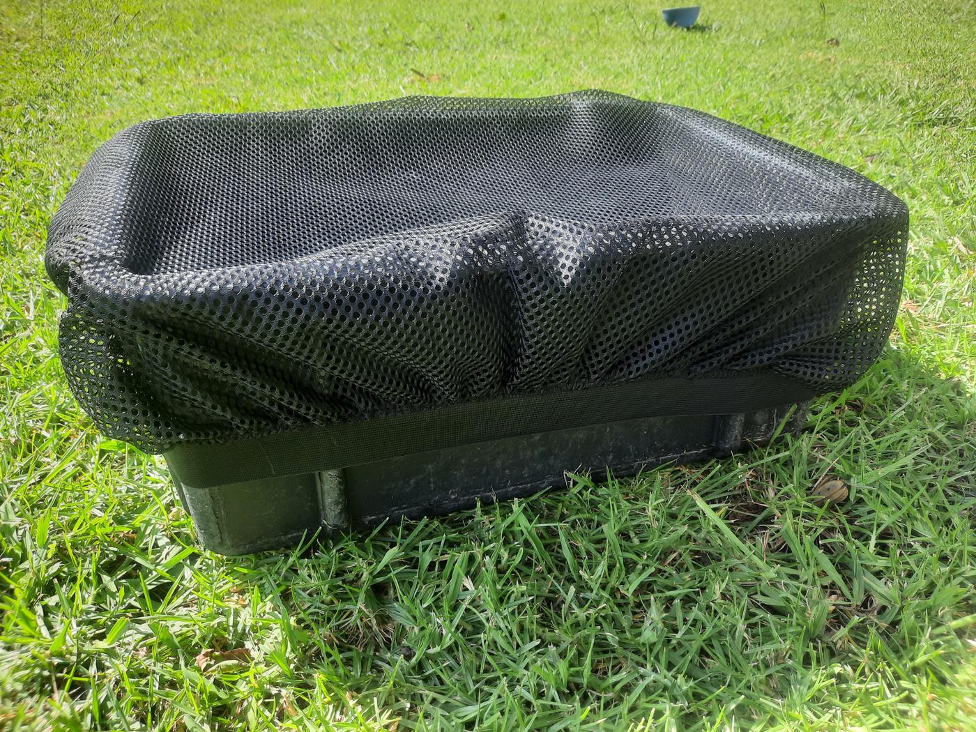 Feed bin cover handmade by Horsin' About