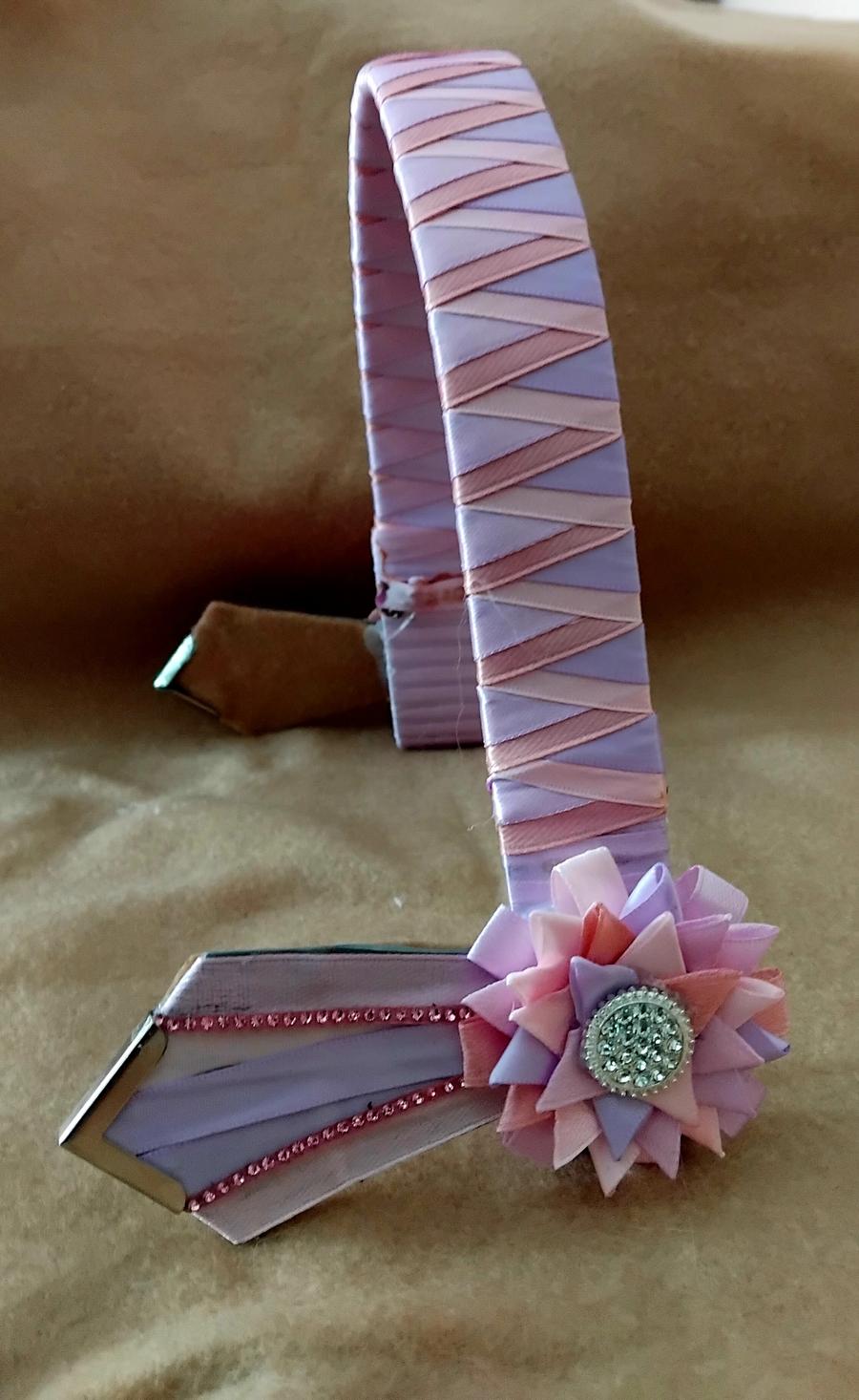 Satin ribboned browband — team orders handmade by Horsin' About