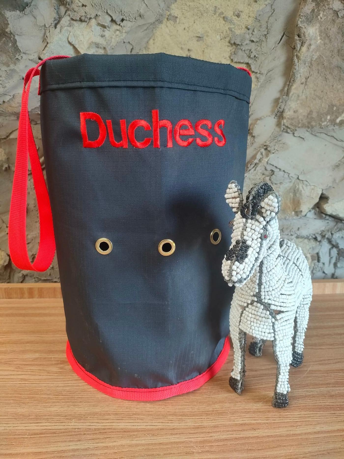 Personalised adjustable feedbag handmade by Horsin' About